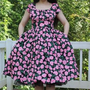 Unique Vintage Pink Roses Party dress size XL